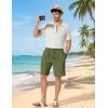 COOFANDY Men’s Linen Shorts 9″ Casual Summer Beach Shorts Elastic Waist Drawstring Vacation Short with Pockets(Army Green)