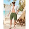 COOFANDY Men’s Linen Shorts 9″ Casual Summer Beach Shorts Elastic Waist Drawstring Vacation Short with Pockets(Army Green)