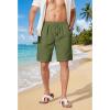 COOFANDY Men’s Linen Shorts 9″ Casual Summer Beach Shorts Elastic Waist Drawstring Vacation Short with Pockets(Army Green)
