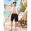COOFANDY Men’s Linen Shorts 9″ Casual Summer Beach Shorts Elastic Waist Drawstring Vacation Short with Pockets(Black)