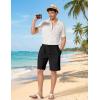 COOFANDY Men’s Linen Shorts 9″ Casual Summer Beach Shorts Elastic Waist Drawstring Vacation Short with Pockets(Black)
