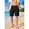 COOFANDY Men’s Linen Shorts 9″ Casual Summer Beach Shorts Elastic Waist Drawstring Vacation Short with Pockets(Black)