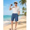 COOFANDY Men’s Linen Shorts 9″ Casual Summer Beach Shorts Elastic Waist Drawstring Vacation Short with Pockets(Dark Blue)