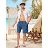 COOFANDY Men’s Linen Shorts 9″ Casual Summer Beach Shorts Elastic Waist Drawstring Vacation Short with Pockets(Dark Blue)