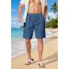 COOFANDY Men’s Linen Shorts 9″ Casual Summer Beach Shorts Elastic Waist Drawstring Vacation Short with Pockets(Dark Blue)