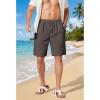 COOFANDY Men’s Linen Shorts 9″ Casual Summer Beach Shorts Elastic Waist Drawstring Vacation Short with Pockets(Dark Gray)