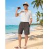 COOFANDY Men’s Linen Shorts 9″ Casual Summer Beach Shorts Elastic Waist Drawstring Vacation Short with Pockets(Dark Gray)