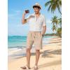 COOFANDY Men’s Linen Shorts 9″ Casual Summer Beach Shorts Elastic Waist Drawstring Vacation Short with Pockets(Dark Khaki)