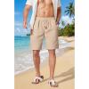 COOFANDY Men’s Linen Shorts 9″ Casual Summer Beach Shorts Elastic Waist Drawstring Vacation Short with Pockets(Dark Khaki)