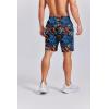 COOFANDY Mens Swim Trunks 7 inch Bathing Suit with Mesh Liner Swim Shorts Board Short Swimsuit(Blue Orange Leaves on Black)