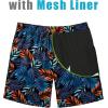 COOFANDY Mens Swim Trunks 7 inch Bathing Suit with Mesh Liner Swim Shorts Board Short Swimsuit(Blue Orange Leaves on Black)