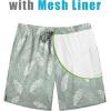 COOFANDY Mens Swim Trunks 7 inch Bathing Suit with Mesh Liner Swim Shorts Board Short Swimsuit(Light Green and White Leaves)