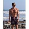 COOFANDY Mens Swim Trunks with Compression Liner Quick Dry 7 Inch Bathing Suit Beach Short with Zipper Pockets(Pink Flamingo)