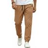 COOFANDY Men Casual Joggers Pants Cotton Cargo Elastic Waist Chino Pants Twill Hiking Outdoor Sweatpants(Khaki)