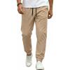 COOFANDY Men Casual Joggers Pants Cotton Cargo Elastic Waist Chino Pants Twill Hiking Outdoor Sweatpants(Liggt Khaki)