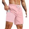 COOFANDY Men’s 7″ Swim Trunks with Compression Liner Quick Dry 2 in 1 Bathing Suit Beach Swimwear Board Shorts with Pockets(Light Pink)