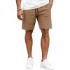 COOFANDY Mens Casual Shorts Cotton Drawstring Elastic Waist Lightweight 9″ Chino Golf Shorts Summer Beach Shorts(Dark Khaki)