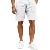 COOFANDY Mens Casual Shorts Cotton Drawstring Elastic Waist Lightweight 9″ Chino Golf Shorts Summer Beach Shorts(White)