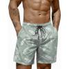 COOFANDY Mens Swim Trunks 7 inch Bathing Suit with Mesh Liner Swim Shorts Board Short Swimsuit(Light Green and White Leaves)