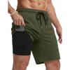 COOFANDY Mens Swim Trunks with Compression Liner Quick Dry 7 Inch Bathing Suit Beach Short with Zipper Pockets(Army Green)