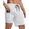 COOFANDY Mens Swim Trunks with Compression Liner Quick Dry 7 Inch Bathing Suit Beach Short with Zipper Pockets(White)