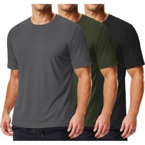 COOFANDY 3 Pack Men’s Athletic T-Shirts Short Sleeve – Quick Dry Moisture Wicking Workout Shirts for Running, Gym, Casual(Z-black/Army Green/Deep Grey-3 Pack)