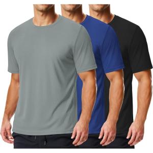 COOFANDY 3 Pack Men’s Athletic T-Shirts Short Sleeve – Quick Dry Moisture Wicking Workout Shirts for Running, Gym, Casual(Z-black/Light Grey/Royal Blue-3 Pack)