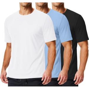 COOFANDY 3 Pack Men’s Athletic T-Shirts Short Sleeve – Quick Dry Moisture Wicking Workout Shirts for Running, Gym, Casual(Z-black/White/Blue-3 Pack)
