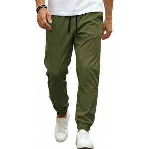 COOFANDY Men Casual Joggers Pants Cotton Cargo Elastic Waist Chino Pants Twill Hiking Outdoor Sweatpants(Army Green)
