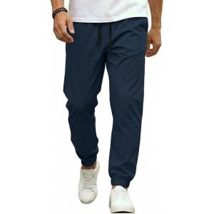 COOFANDY Men Casual Joggers Pants Cotton Cargo Elastic Waist Chino Pants Twill Hiking Outdoor Sweatpants(Blue)