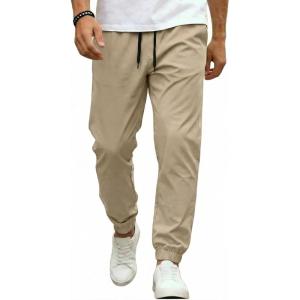 COOFANDY Men Casual Joggers Pants Cotton Cargo Elastic Waist Chino Pants Twill Hiking Outdoor Sweatpants(Camel)