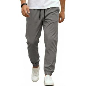 COOFANDY Men Casual Joggers Pants Cotton Cargo Elastic Waist Chino Pants Twill Hiking Outdoor Sweatpants(Dark Grey)