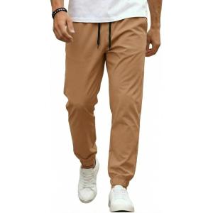 COOFANDY Men Casual Joggers Pants Cotton Cargo Elastic Waist Chino Pants Twill Hiking Outdoor Sweatpants(Khaki)