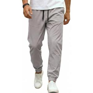 COOFANDY Men Casual Joggers Pants Cotton Cargo Elastic Waist Chino Pants Twill Hiking Outdoor Sweatpants(Light Grey)