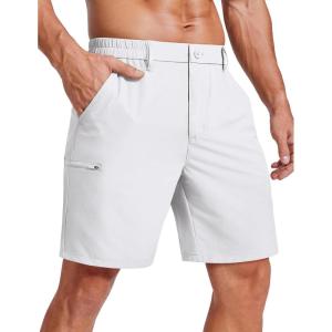 COOFANDY Men’s Casual Golf Shorts 7″/9″ Lightweight Stretch Quick-Dry Shorts for Hiking Work with 4 Pockets(White)