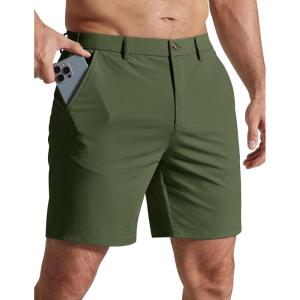 COOFANDY Men’s Casual Shorts 7″ Stretch Golf Shorts with 4 Pockets Quick Dry Lightweight Shorts Dress for Hiking Work(Army Green)