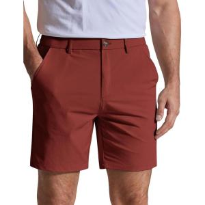 COOFANDY Men’s Casual Shorts 7″ Stretch Golf Shorts with 4 Pockets Quick Dry Lightweight Shorts Dress for Hiking Work(Brick Red)