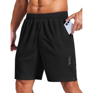 COOFANDY Mens Gym Athletic Shorts with Zipper Pockets Quick Dry 7″ Workout Running Training Shorts(Black)