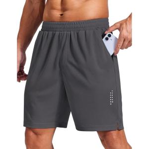 COOFANDY Mens Gym Athletic Shorts with Zipper Pockets Quick Dry 7″ Workout Running Training Shorts(Dark Gray)