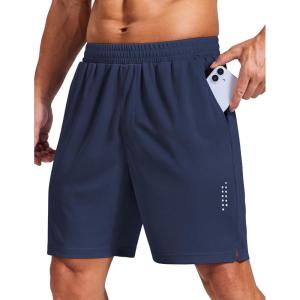 COOFANDY Mens Gym Athletic Shorts with Zipper Pockets Quick Dry 7″ Workout Running Training Shorts(Navy Blue)