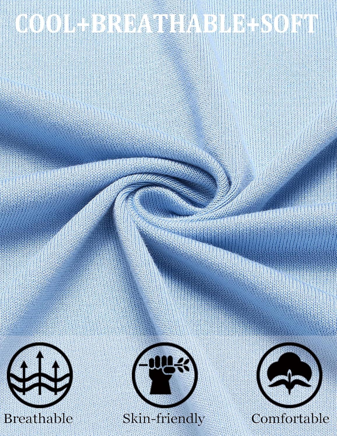 imageCOOFANDY Mens Knit Short Sleeve Button Down Polo ShirtsLight Blue
