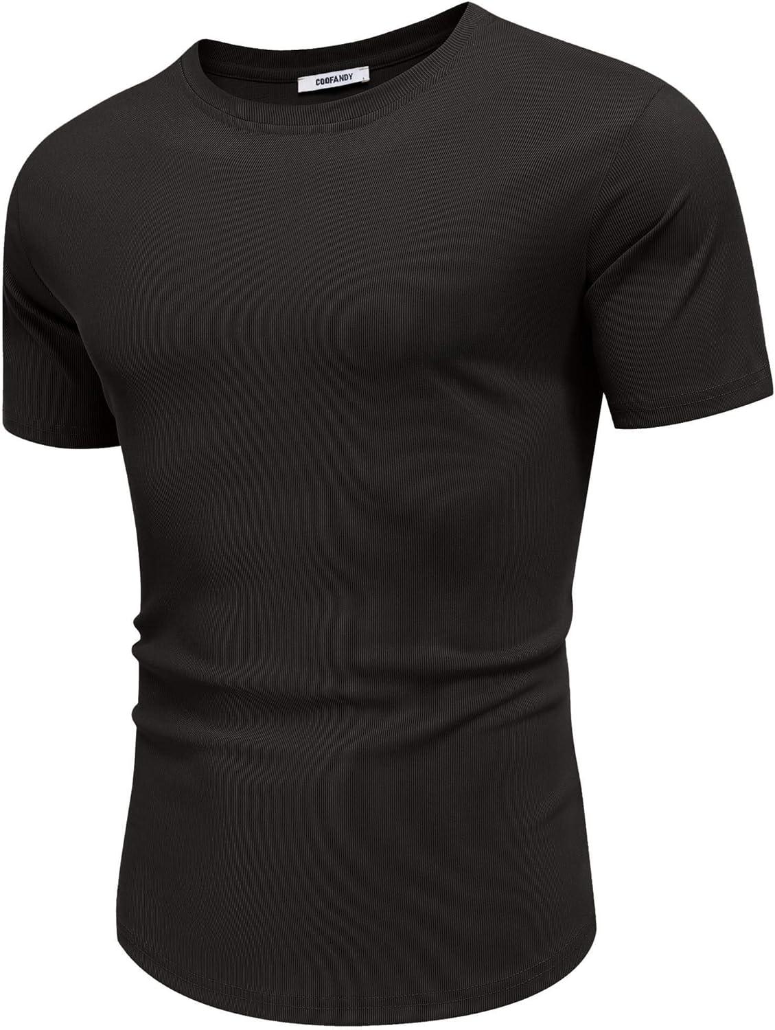 imageCOOFANDY Mens Muscle T Shirts Short Sleeve Slim Fit Tshirts Gym Workout Athletic Crewneck ShirtBlack