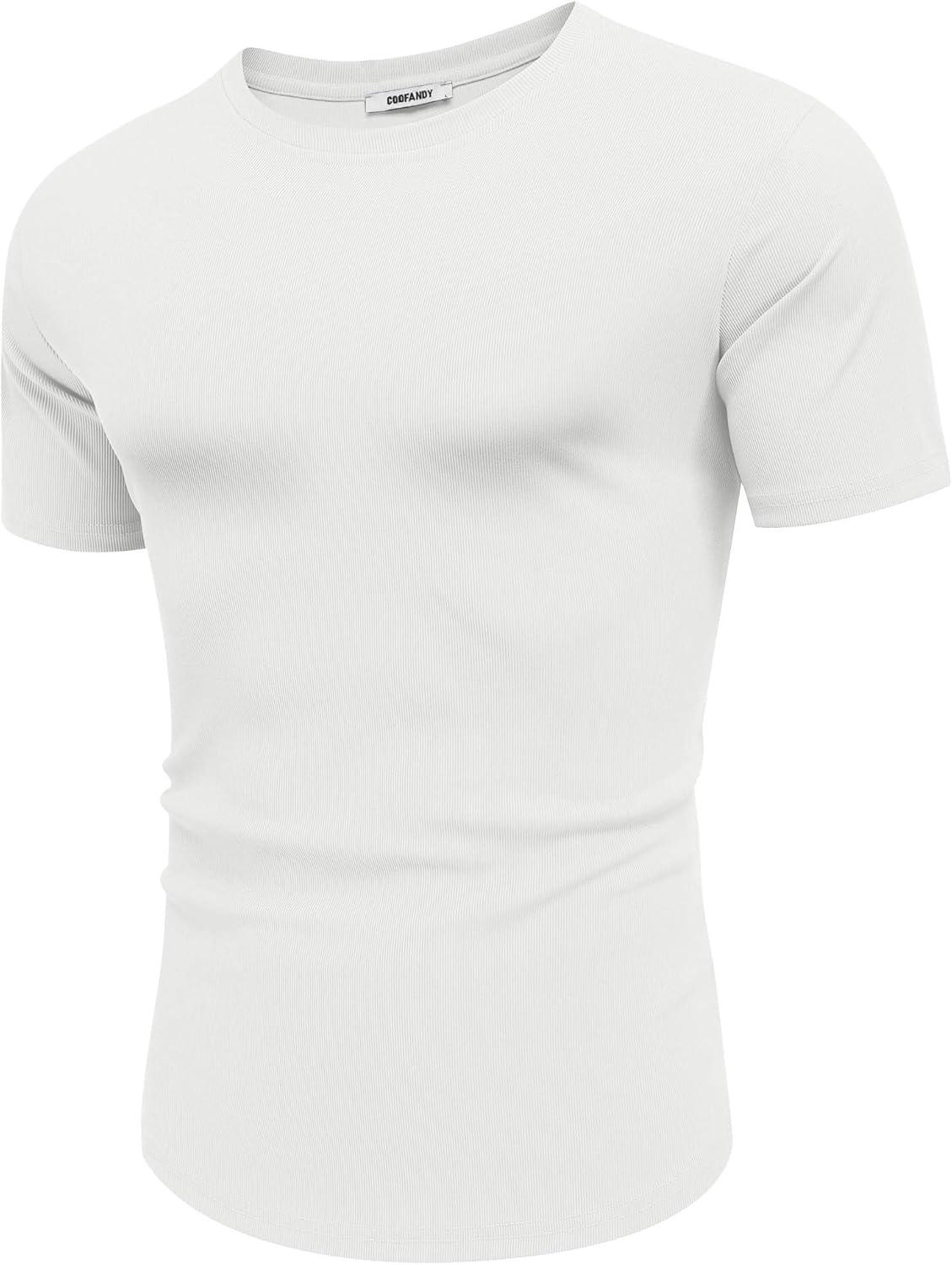 imageCOOFANDY Mens Muscle T Shirts Short Sleeve Slim Fit Tshirts Gym Workout Athletic Crewneck ShirtWhite