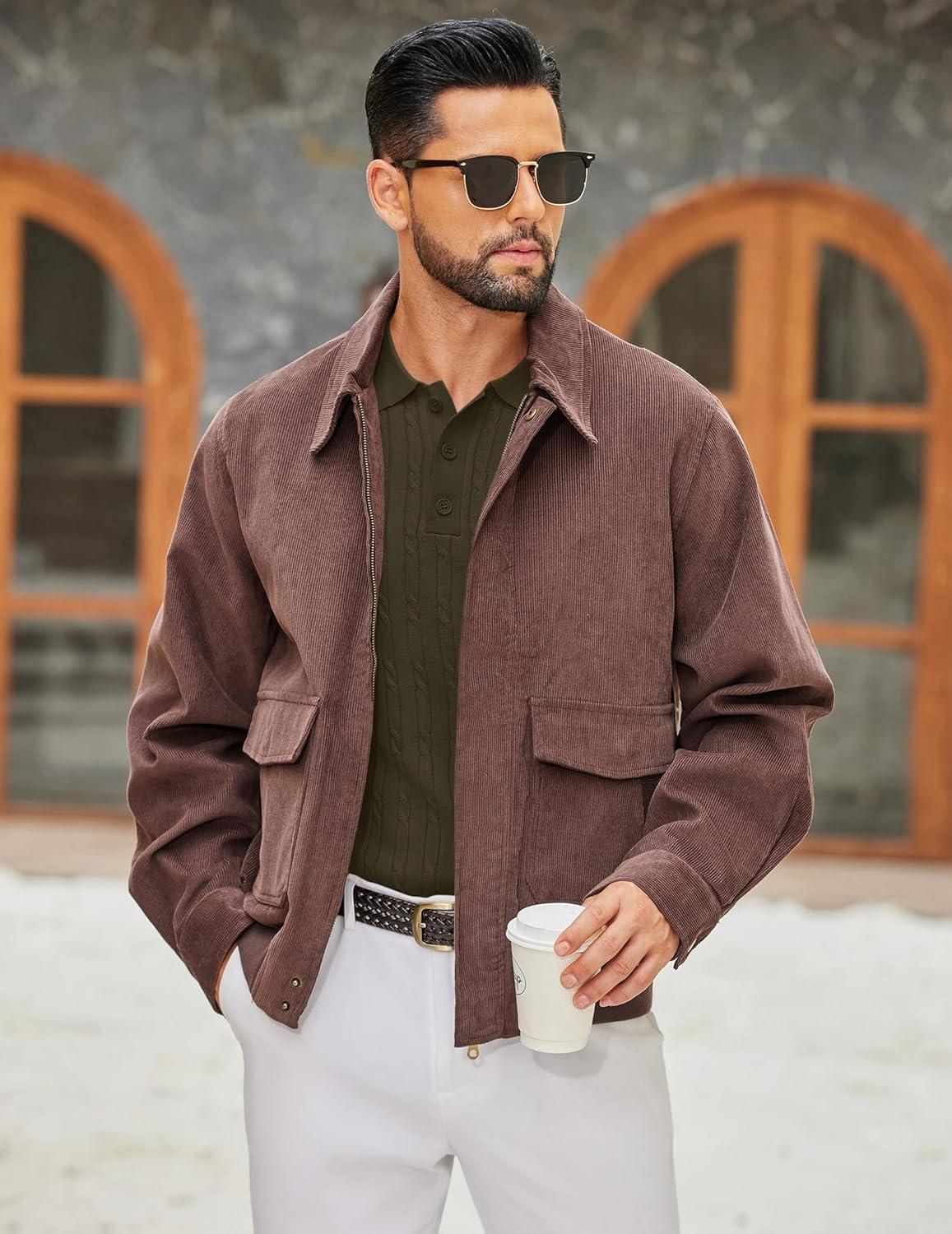 imageCOOFANDY Mens Polo Sweater Casual Long Sleeve Knit Polos Button Down Collared Golf Pullover SweatersArmy Green
