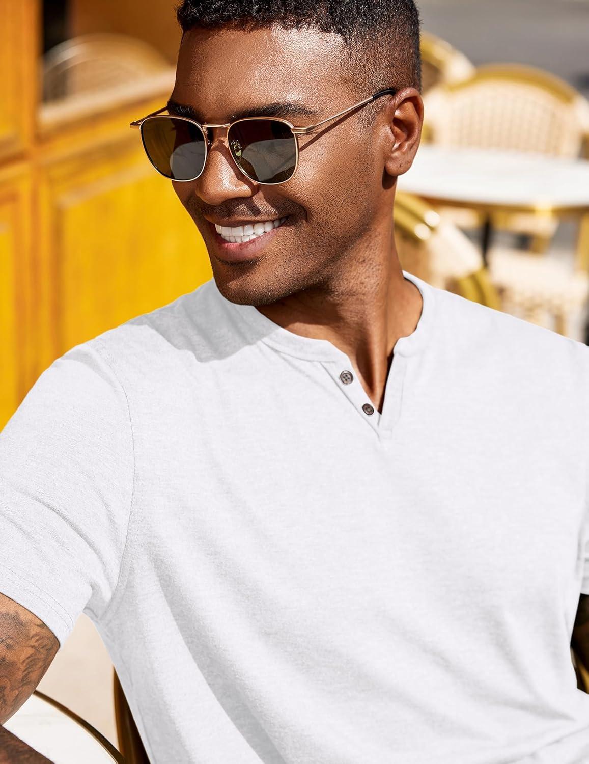 imageCOOFANDY Mens T Shirts Short Sleeve Casual V Neck TShirt Soft Notch Neck Tee Classic Plain ShirtsWhite