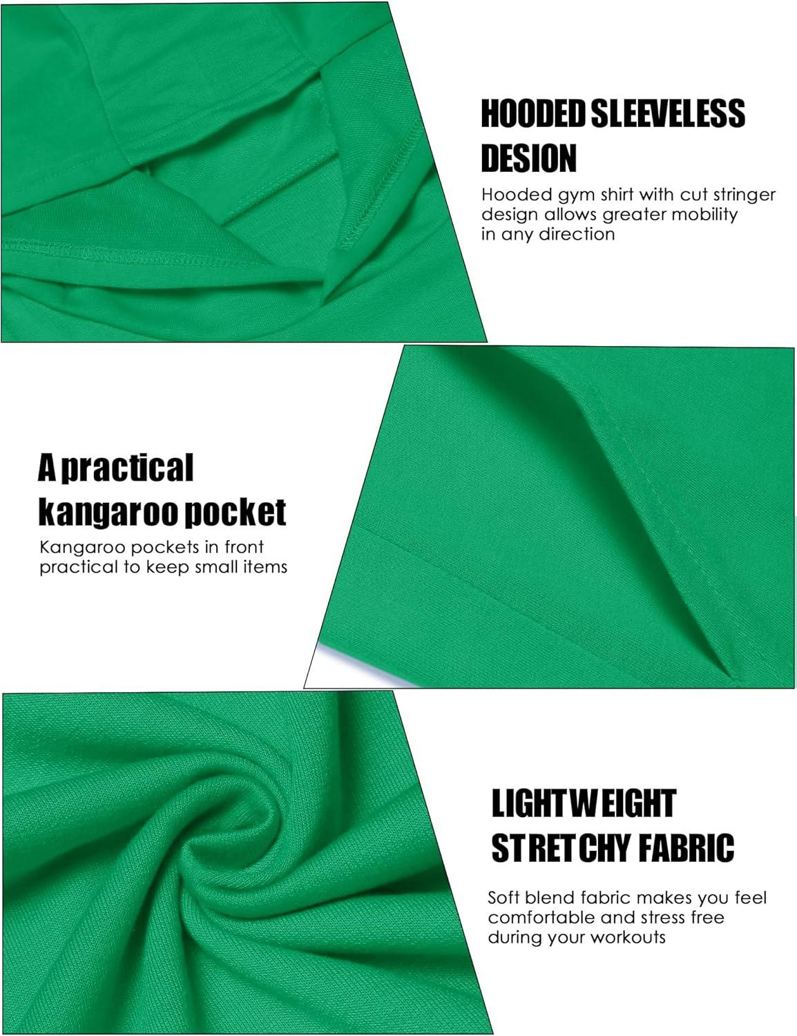 imageCOOFANDY Mens Workout Hooded Tank Tops Bodybuilding Muscle Cut Off T Shirt Sleeveless Gym HoodiesGreen