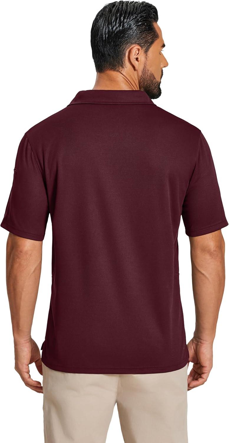 imageCOOFANDY Polo Shirts for Men Short Sleeve Performance Collared Work Golf Shirts Dry Fit Pique Polos Summer Tactical Polo Shirts