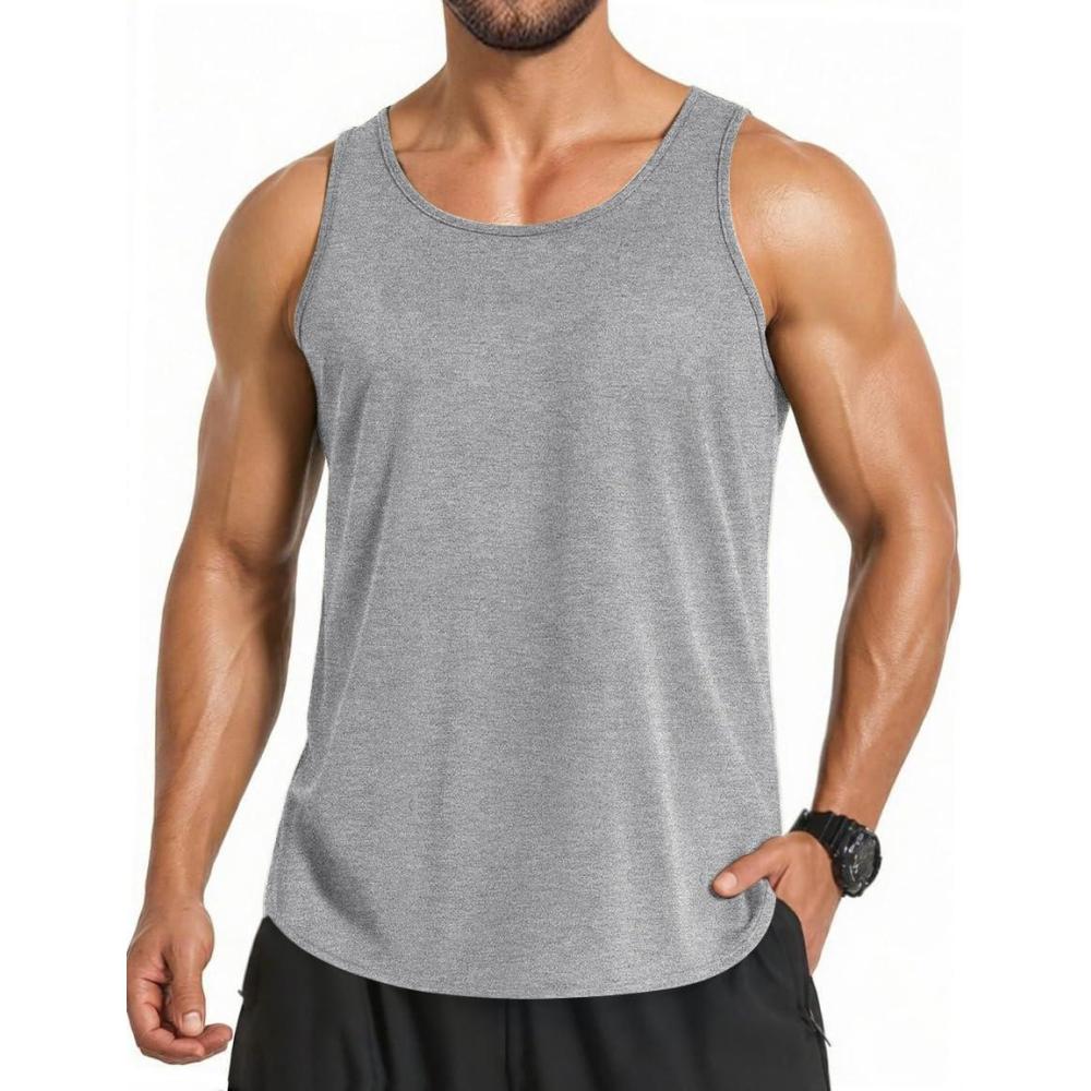 imageCOOFANDY Mens 3 Pack Quick Dry Workout Tank Top Gym Muscle Tee Fitness Bodybuilding Sleeveless T ShirtLight Grey1 Pack