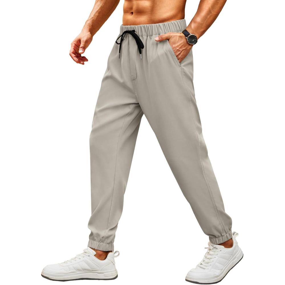 imageCOOFANDY Mens Joggers Pants Regular Fit Casual Pants Lightweight Elastic Waistband Pants with Pockets