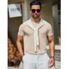 COOFANDY Men’s Casual T-Shirts Short Sleeve Crewneck Pullover Classic Knit Tee Shirts(Beige)